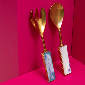Elegant Orsina Serving Set with Gold Utensils and Stylish Handles for Entertaining