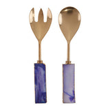 Orsina Gold Serving Set with Blue Agate Handles for Elegant Dining Experience
