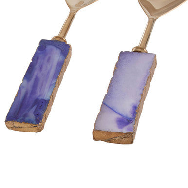 Orsina Serving Set with Beautiful Agate Handles in Blue for Elegant Serving