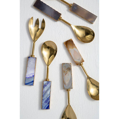 Orsina Serving Set featuring elegant gold utensils with agate handles for stylish dining