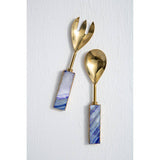 Orsina Serving Set with Gold-Tone Utensils and Decorative Blue Agate Handles