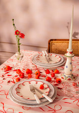 Casa by Josephine Jenno Side Plates on a pink table setting with flowers and cutlery