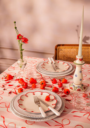 Casa by Josephine Jenno Side Plates on a pink table setting with flowers and cutlery