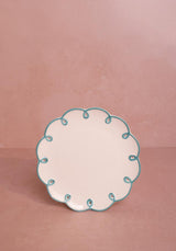 Casa by Josephine Jenno Side Plates with Elegant Scalloped Edge Design in Cream and Turquoise