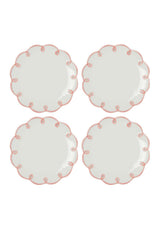 Set of four Casa by Josephine Jenno Side Plates with scalloped edges and pink trim design