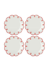 Set of four Casa by Josephine Jenno Side Plates with a decorative red scalloped edge design