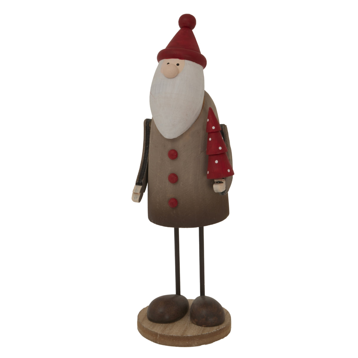 Tall Santa figurine with a red hat holding a small tree, perfect for Christmas room decorations