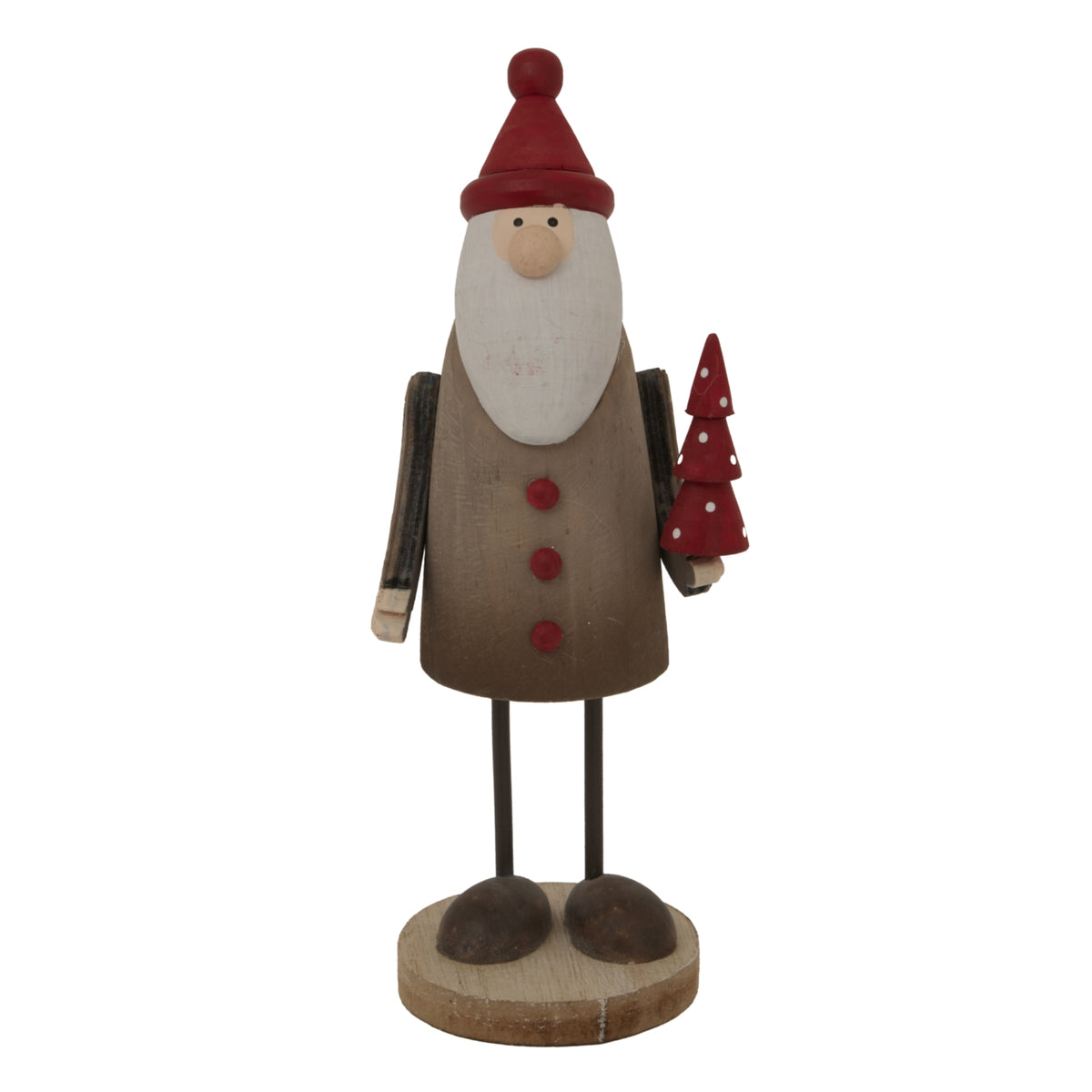Tall Santa decoration holding a red tree, perfect for festive Christmas room decorations