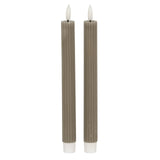 Set of two Shades 4 Seasons Taper Candles in a soft grey colour with ribbed design for elegant decor