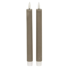 Set of two Shades 4 Seasons Taper Candles in a soft grey colour with ribbed design for elegant decor