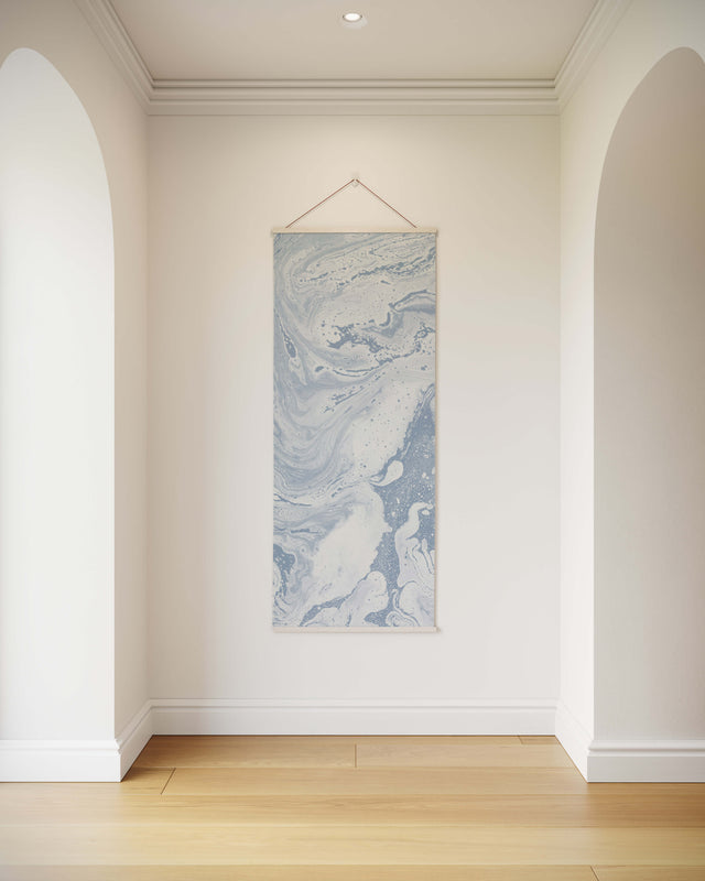 Printworks Tapestry with a soothing blue marble design, perfect for modern decor