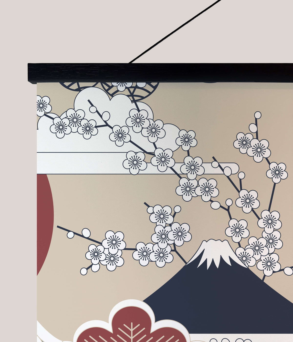 Printworks Tapestry featuring Cherry Blossoms and Mount Fuji for Elegant Home Decor