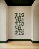 Printworks geometric tapestry in green and beige, ideal for contemporary home decor