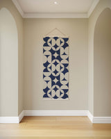 Contemporary Printworks Tapestry with Geometric Design on a Navy Background for Modern Decor