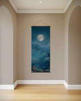 Printworks Tapestry featuring a serene moonlit landscape design on a blue background