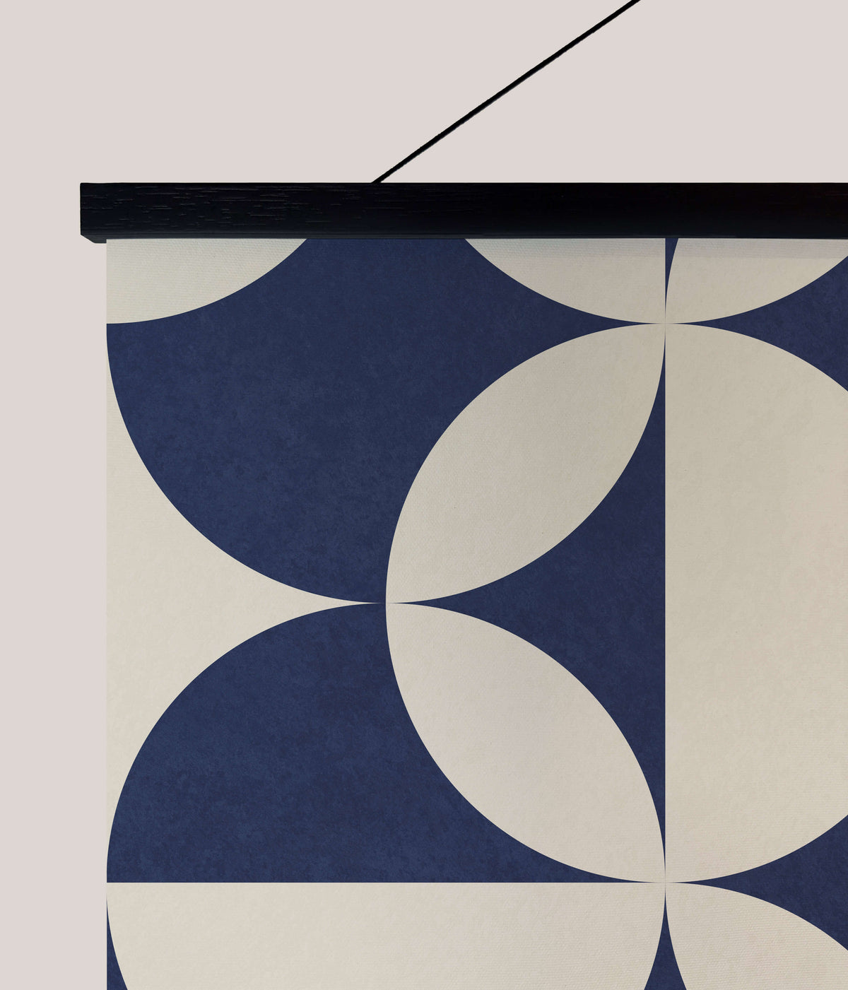 Printworks modern geometric tapestry with navy and cream circular patterns for stylish home decor