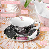 Elegant Tea Cup and Saucer Set with Floral Design and Tassel Detail for Stylish Tea Time