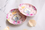 Elegant tea cup set with floral design and budgerigar print from London Boutique Lifestyle