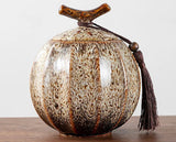 Nisu Home Decorative Tea Jar with Natural Texture and Wooden Lid for Stylish Storage