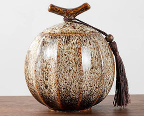 Nisu Home Decorative Tea Jar with Natural Texture and Wooden Lid for Stylish Storage
