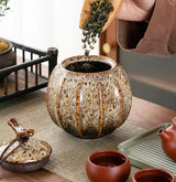 Nisu Home Tea Jar with a Unique Design and Textured Surface for Storing Loose Leaf Tea