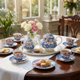 KitchBoom Tea Set with Floral Design, Includes Teapot, Cups, and Saucers for Elegant Tea Parties