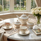 Elegant KitchBoom Tea Set with intricate design, perfect for afternoon tea gatherings