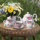 Elegant floral Tea Set from London Boutique Lifestyle with a teapot, cup, saucer, and cream jug