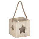 Washed Wood Large Star Tealight Candle Holder WHITE WOOD Shades 4 Seasons