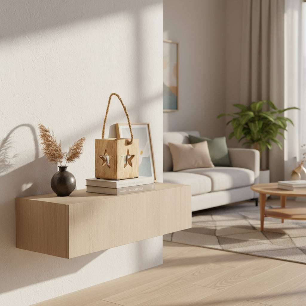 Natural Wooden Small Star Tealight Candle Holder BROWN GLASS Shades 4 Seasons