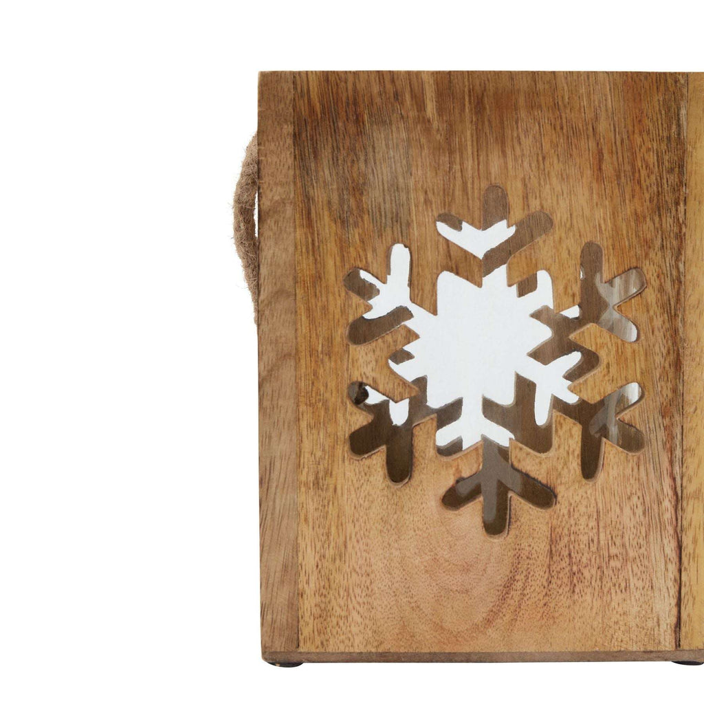 Natural Wooden Large Snowflake Tealight Candle Holder Shades 4 Seasons