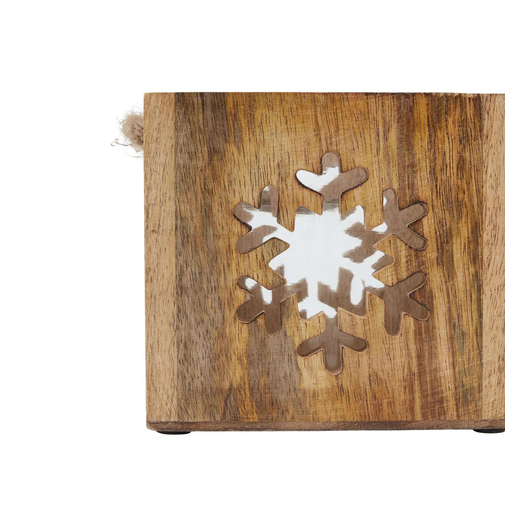 Natural Wooden Snowflake Tealight Candle Holder Shades 4 Seasons