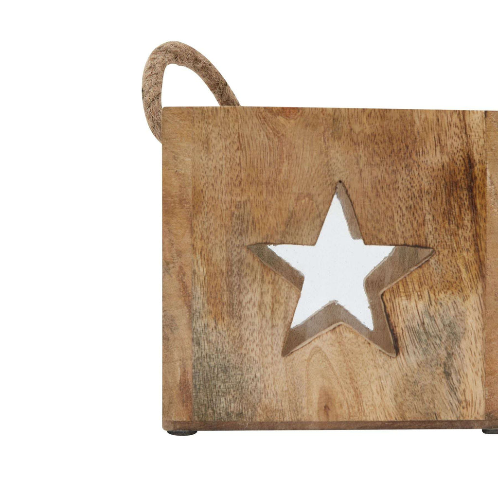 Natural Wooden Star Tealight Candle Holder Shades 4 Seasons