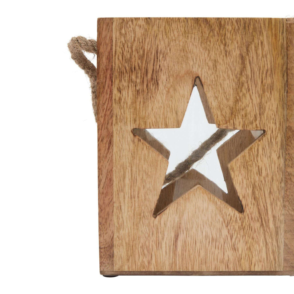 Natural Wooden Large Star Tealight Candle Holder Shades 4 Seasons