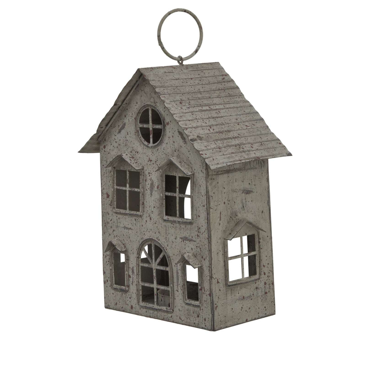 Shades 4 Seasons Grey Rustic Tealight Holder in House Shape for Christmas Decor