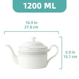 Elegant white Teapot Set with a 1200 ml capacity and intricate design, perfect for any tea lover