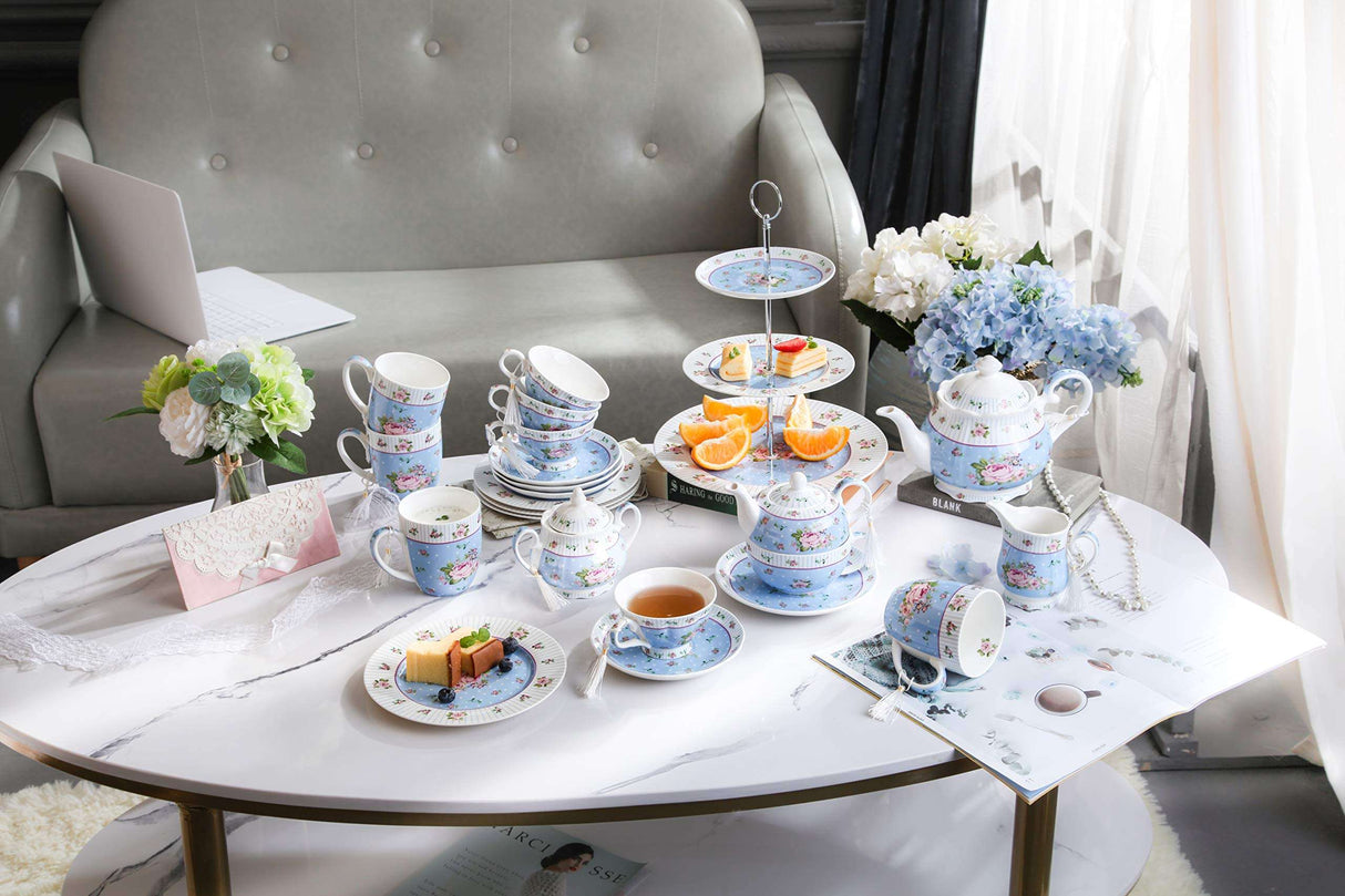 Elegant Teapot Set by London Boutique Lifestyle with pastel floral design, perfect for afternoon tea