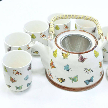 Ancient Wisdom UK Butterfly Herbal Teapot Set with Cups AW Dropship UK