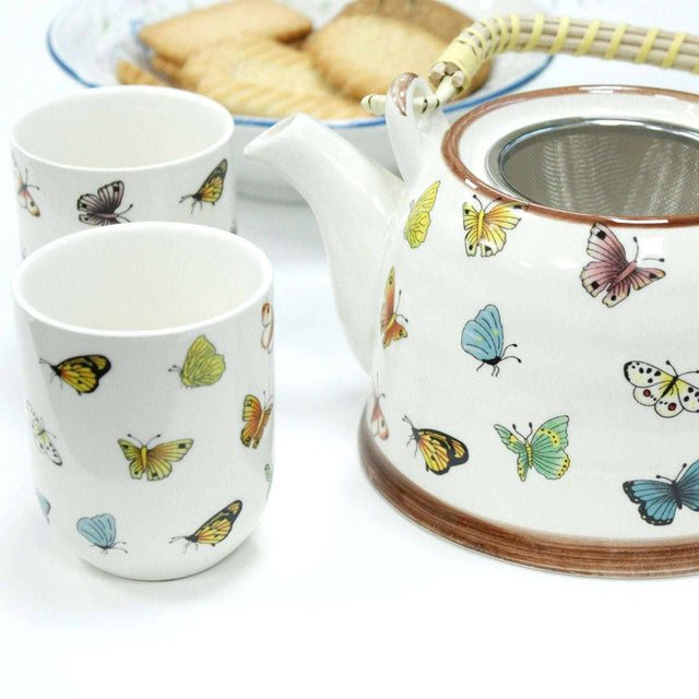 Ancient Wisdom UK Butterfly Herbal Teapot Set with Cups AW Dropship UK