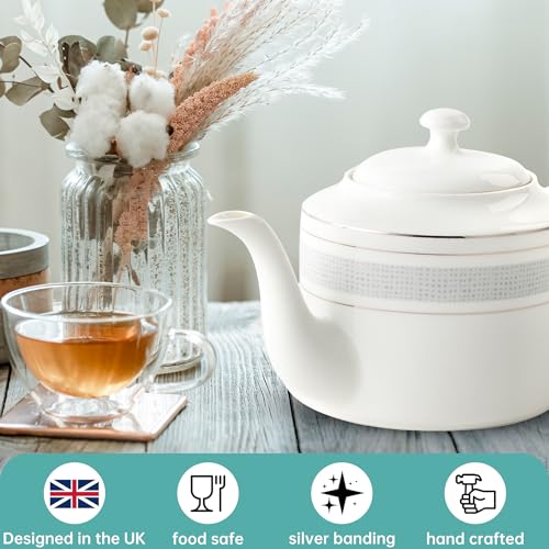 Elegant Teapot Set from London Boutique Lifestyle with Silver Banding and Handcrafted Design