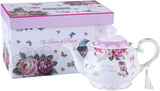 Elegant floral teapot sets with gift box, featuring delicate designs and pastel colours, ideal for tea lovers