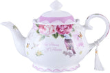 Elegant floral teapot sets from London Boutique Lifestyle featuring a delicate bird design