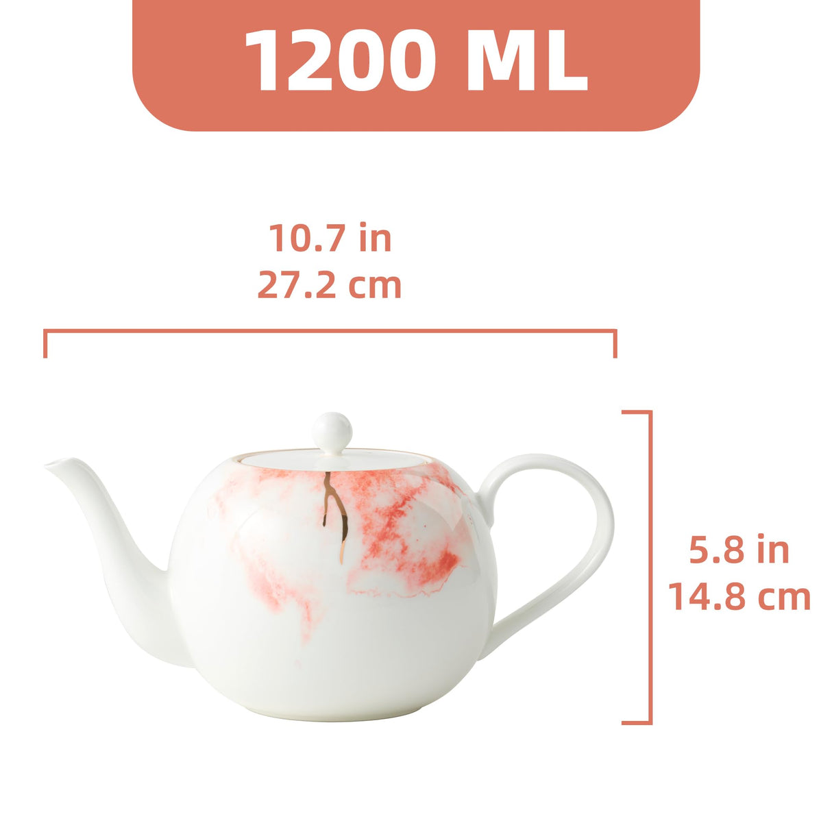 Elegant 1200 ml Teapots from London Boutique Lifestyle with a delicate floral design