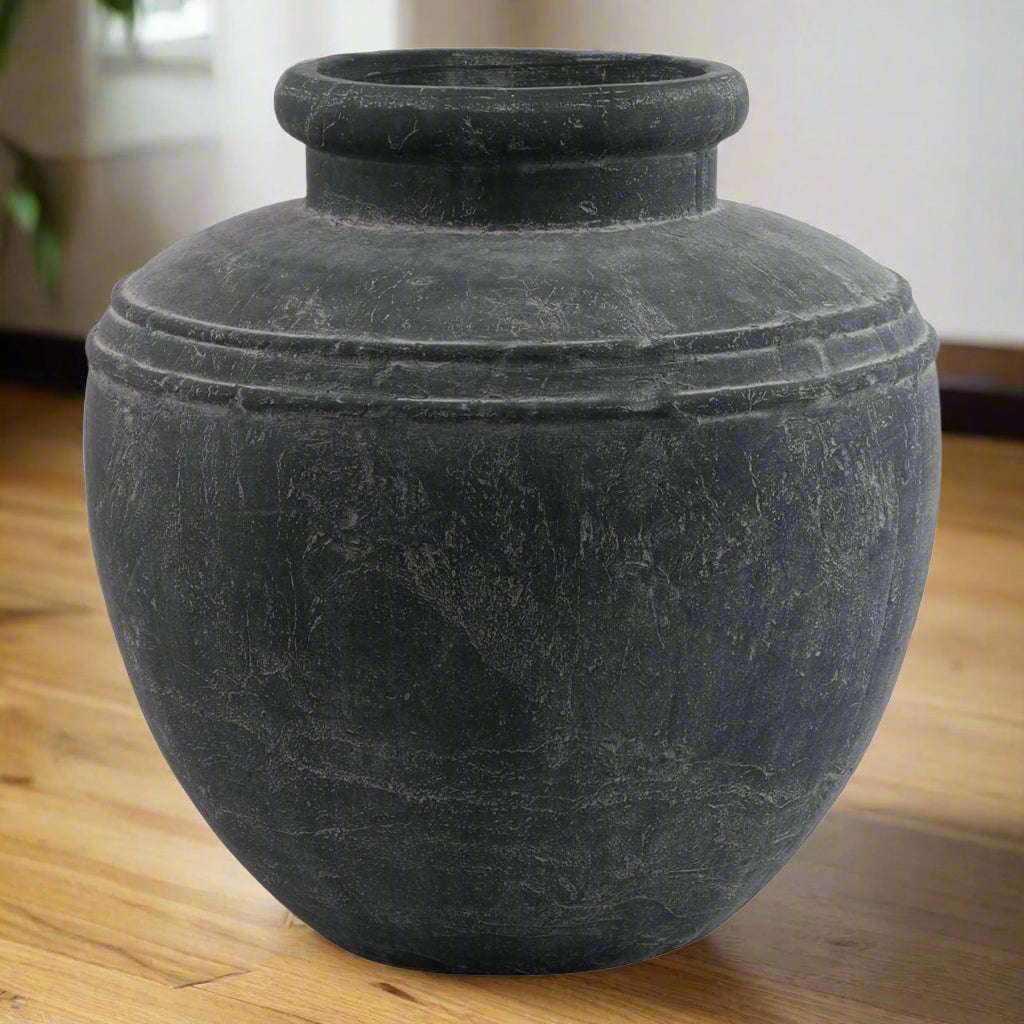 Shades 4 Seasons Rustic Black Water Pot - Indoor Planter GREY CERAMIC Shades 4 Seasons