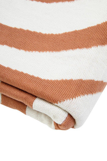Orsina Terracotta Throw with Striped Design, Ideal for Cozying Up on Cold Nights