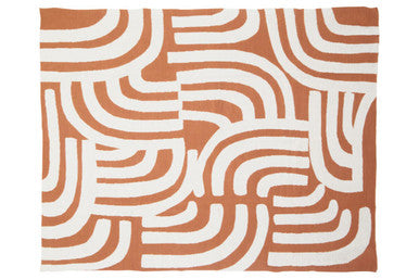 Orsina Terracotta Throw with Abstract White Pattern for Cozy Home Decor