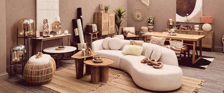 Stylish living room featuring an elegant Terracotta Throw draped on a modern sofa