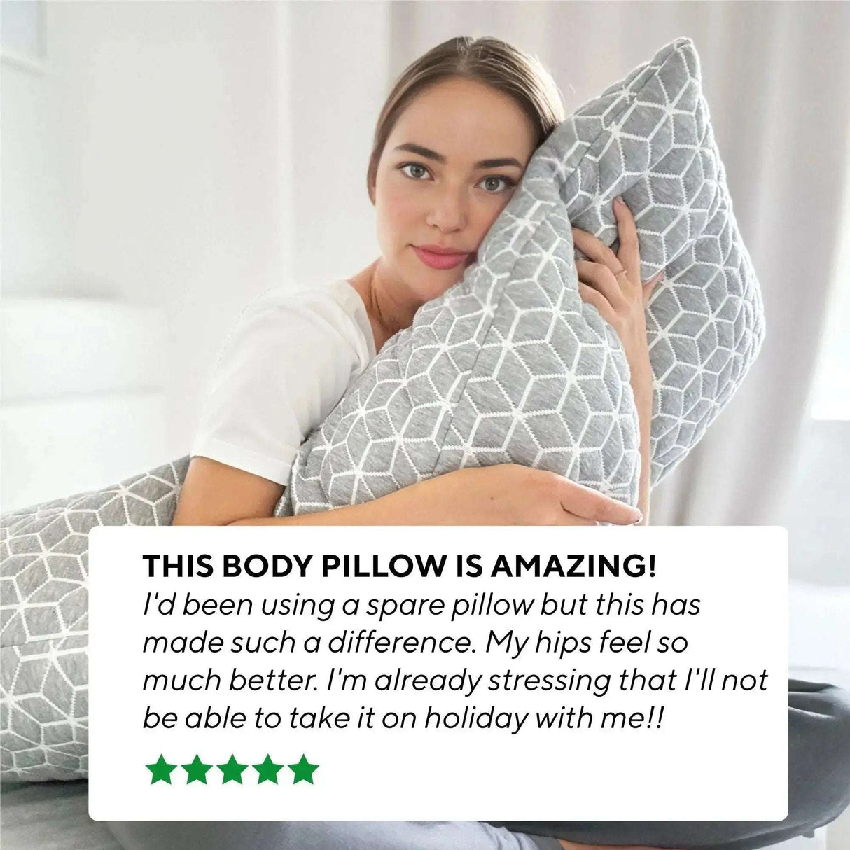Brightr Sleep Body Pillow in Grey with Soft Fabric for Comfort and Support during Pregnancy