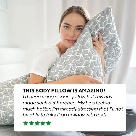 Brightr Sleep Body Pillow in Grey with Soft Fabric for Comfort and Support during Pregnancy