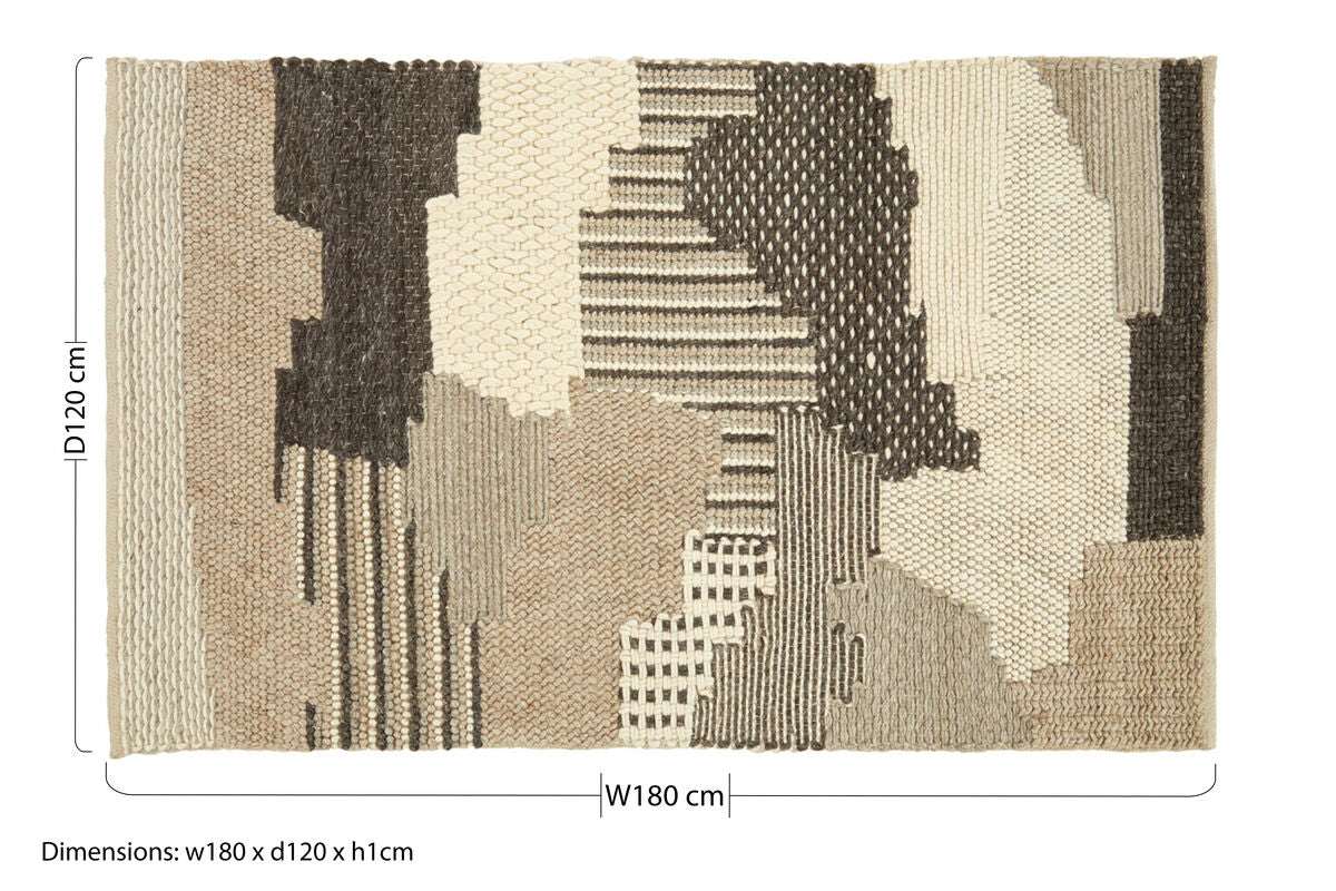 Orsina Textured Rug in neutral tones with a modern abstract pattern and woven details